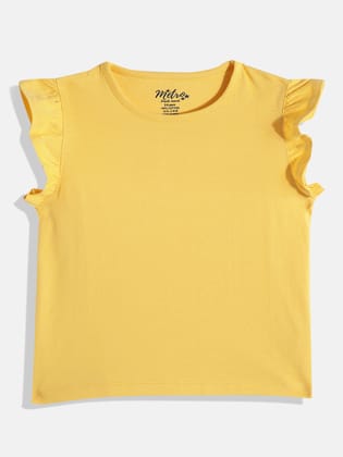 Girls Flutter Sleeves Pure Cotton Top