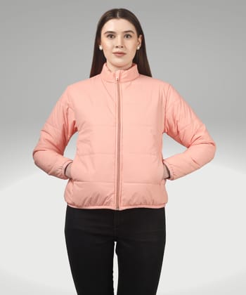 BlueFicus Polyester Solid Bomber Jacket Full Sleeves Jacket for Women's and Girls (Peach)