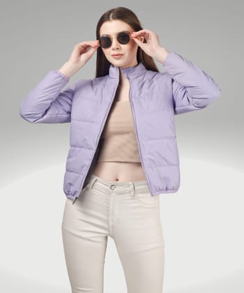 BlueFicus Polyester Solid Bomber Jacket Full Sleeves Jacket for Women's and Girls (Lavender)