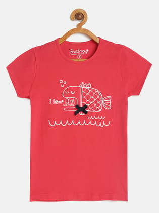 Girls Organic Cotton Printed Round Neck T-shirt