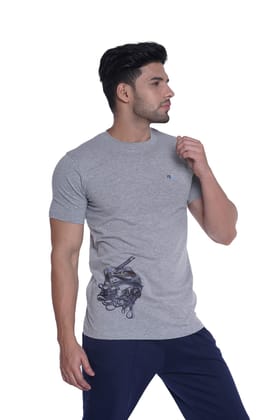 Intees Fashion Men's Premium Cotton Round Neck Printed Regular Fit T-Shirt (Grey,S) (in-GRPRN-S)