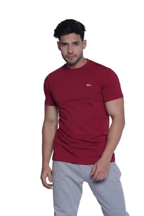 INtees Fashion Men's Premium Round Neck Maroon Plain Cotton T-Shirt (XL)