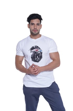 Intees Fashion Men's Premium Cotton Round Neck Printed Regular Fit T-Shirt (White,S) (in-WHPRN-S)