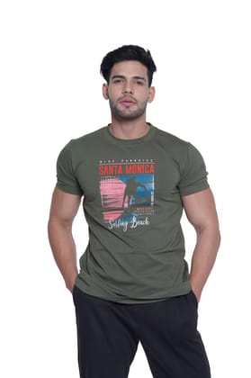 Intees Fashion Men's Premium Cotton Round Neck Printed Regular Fit T-Shirt (Olive Green,XL) (in-OLPRN-XL)