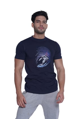 Intees Fashion Men's Premium Cotton Round Neck Printed Regular Fit T-Shirt (Blue,L) (in-BLPRN-L)