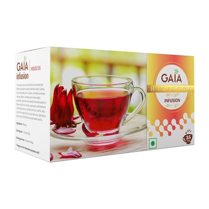 Gaia Infusion Hibiscus Green Tea, Gluten Free, Caffeine Free, Rich in Anti-Oxidants & Vitamin C - Helps Boost Immunity, Offers Natural Aroma & Refreshing Taste, 100 gm (25 Sachets)