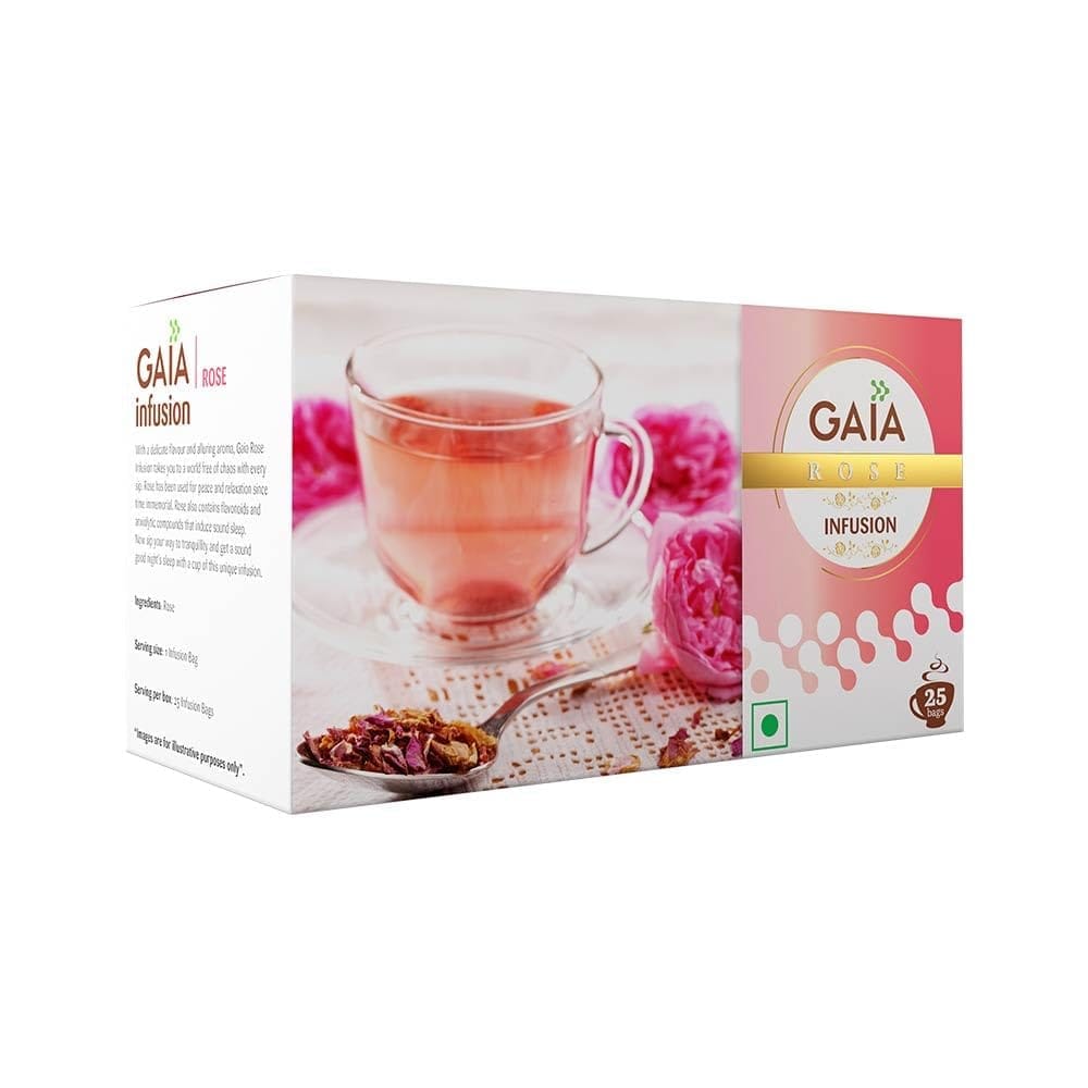 GAIA Infusion Green Tea Rose| Amazing Aroma | Awesome Flavor with Rich Taste | Healthy Choice for Morning Tea| Boost metabolic rate | Anti-aging100 gm (25 Sachets)