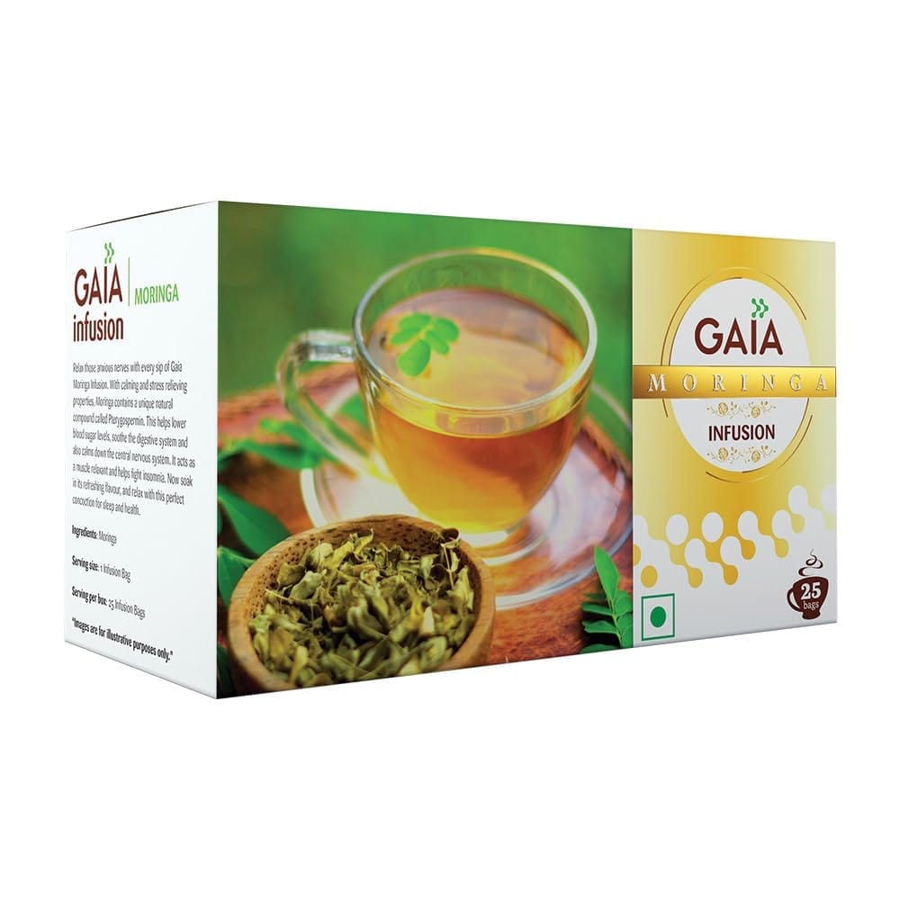 GAIA Green Tea Moringa Infusion | 25 Tea Bags | lowering blood sugar level | | weight loss | boost metabolic rate | lower blood sugar levels | Anti-aging