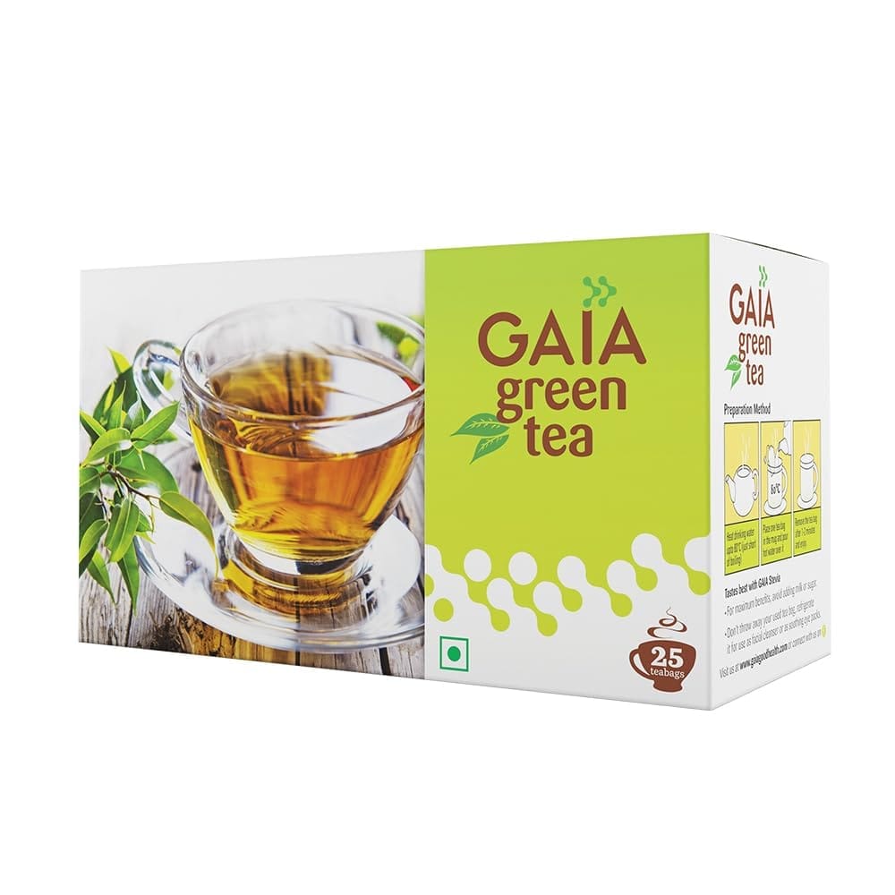 Gaia Green Tea | Anti-oxidants | Added Vitamin C | Supports body"s Immune system | Increases your metabolism | Suppresses your appetite | Weight Loss (25 Tea Bags)