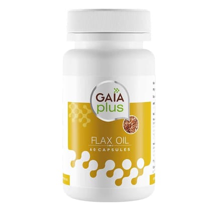 Gaia Flax Seed Oil Capsules with Omega 3-6 Fatty Acids - Rich in Omega-3 Fatty Acids, Protein, and Fiber - Supports Normal Blood Cholesterol Levels, Cardiovascular Health, and Joint Function - 60 Capsules