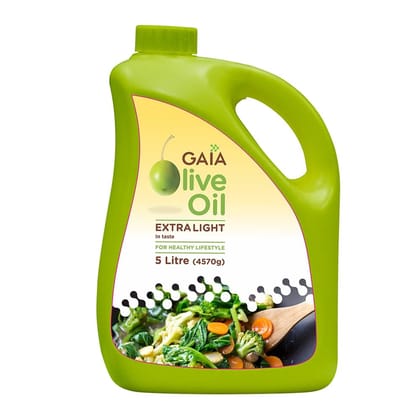 GAIA's Extra Lite Olive Oil 5 LTR Packed with Flavor. For Healthy and Light Cooking - All Purpose Cooking Oil, High Smoke Point, Nutrient-filled, and Anti-Aging, rich blend of vitamins, antioxidants