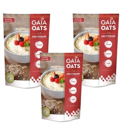 GAIA Oats Multigrain wheat Ragi Barley High in Dietary Fiber 500 gm each (Pack of 3, 500gm each)