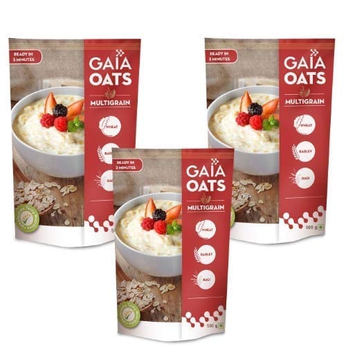 GAIA Oats Multigrain wheat Ragi Barley High in Dietary Fiber 500 gm each (Pack of 3, 500gm each)