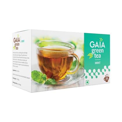 Gaia Mint Green Tea(Pack of 2),Cool & Refreshing Mint Flavour Green Tea Now Available in a 25 Convenient Tea Bags Each for an Energizing Boost!