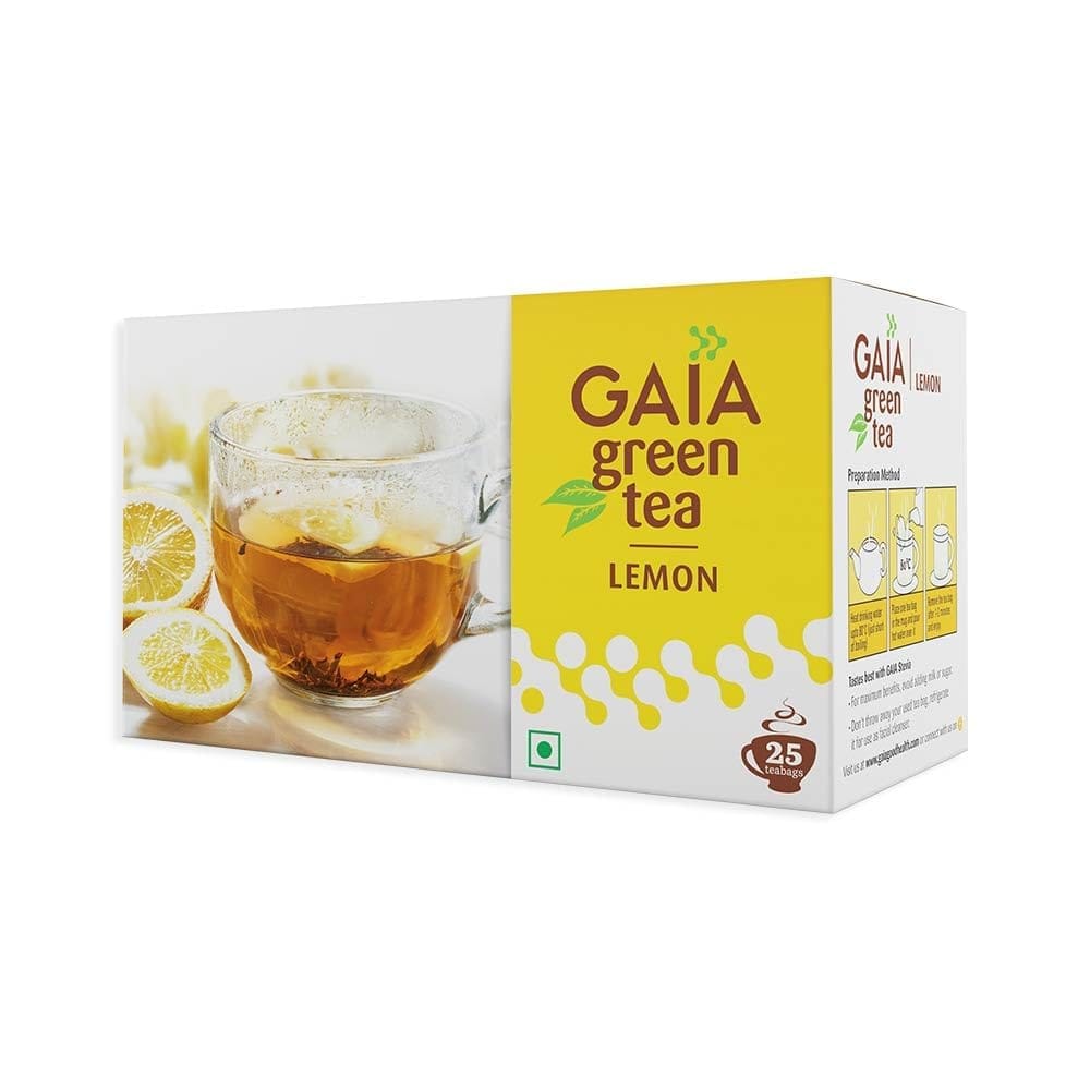 Gaia Green Tea Lemon | Rich in anti-oxidants | Rich in vitamin C | Builds immunity | Increases metabolic rate | Detoxifies the body25 tea bags