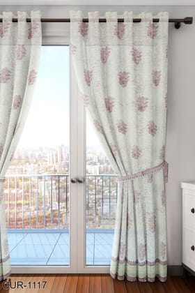 Floral Design Hand Block Printed Curtains