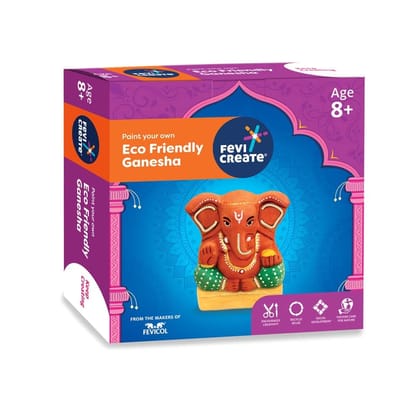 Pidilite Fevicreate EcoFriendly DIY Art &  Craft Ganesha Kit, Contains Murti Made up of WaterSoluble Natural Clay, Fevicol MR, Rangeela Tempera Colours Best Gift for Kids Boys &  Girls 8 Years+
