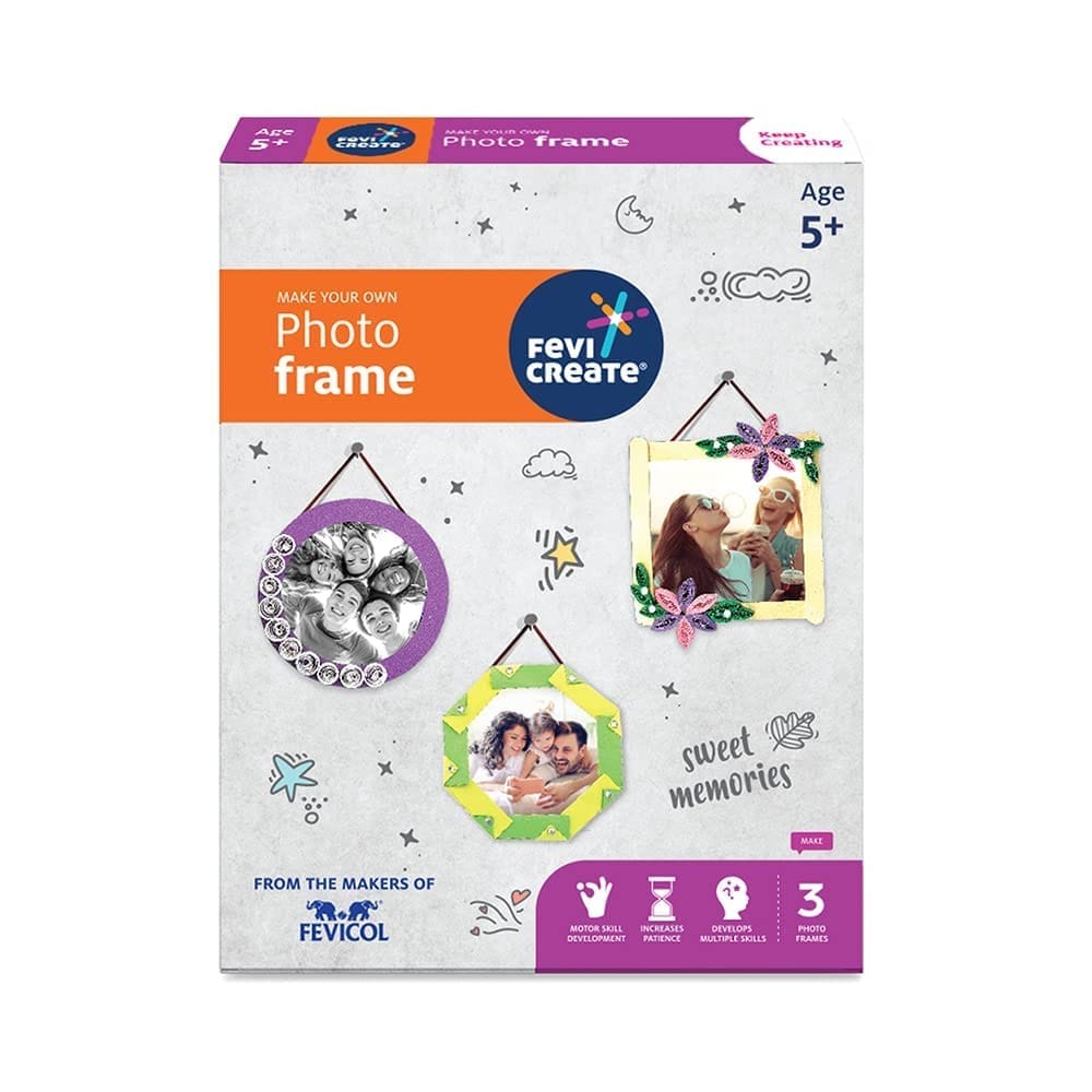 Fevicreate DIY Photo Frame Kit |Allinone kit to make 3 Photo frames with craft material, quilling strips, Origami Papers & More| Ideal for Age 5 yrs+