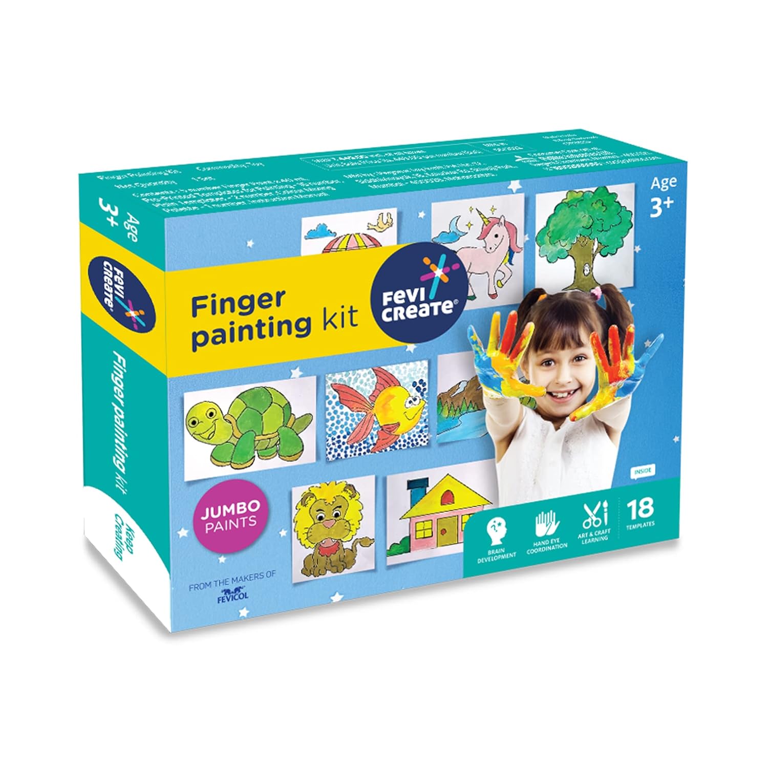 Fevicreate DIY Finger Painting kit for kids DIY painting kit for 3 years+ Toddler Art Kit