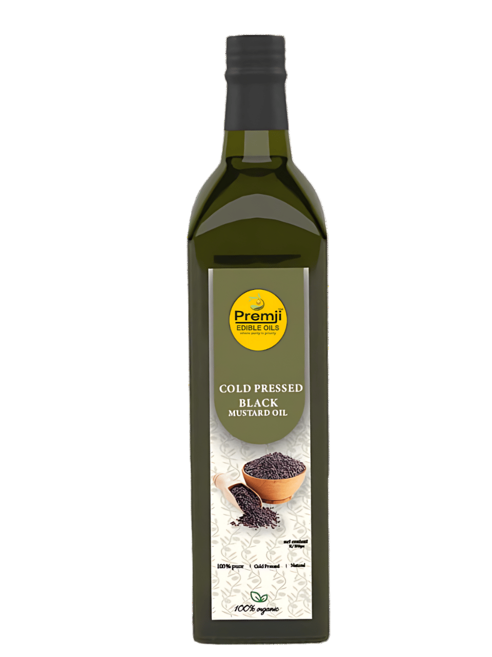 Premji Edible Oils Cold Pressed Black Mustard Oil, Ideal for seasoning, frying and marinating - Kacchi Ghani Sarso Tel 1 Ltr