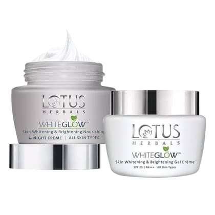 Lotus Herbals WhiteGlow Skin Whitening & Brightening Gel Cream & Night Creme Combo (60 gm+60 gm) Combo