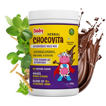 Babyorgano Herbal Chocovita Health & Nutrition Drink | 100% Ayurvedic Herbs | No Refined Sugar | Make Bones Strong | Supports Weight & Height Gain | FDCA Approved