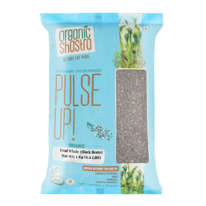 Organic Shastra Popular Black Urad Whole Maa Sabut |Rich in Protein|No Cholesterol|No Additives - 1 KG