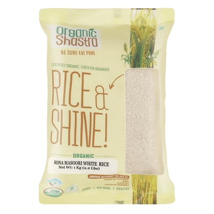 Organic Shastra White Sona Masuri Rice Sona Masuri/Masoori Organic and Healthy Rice, Perfectly Fit for Everyday Consumption- 1 KG