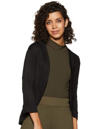 Glammore Women's Viscose Shrug (Black, Large)