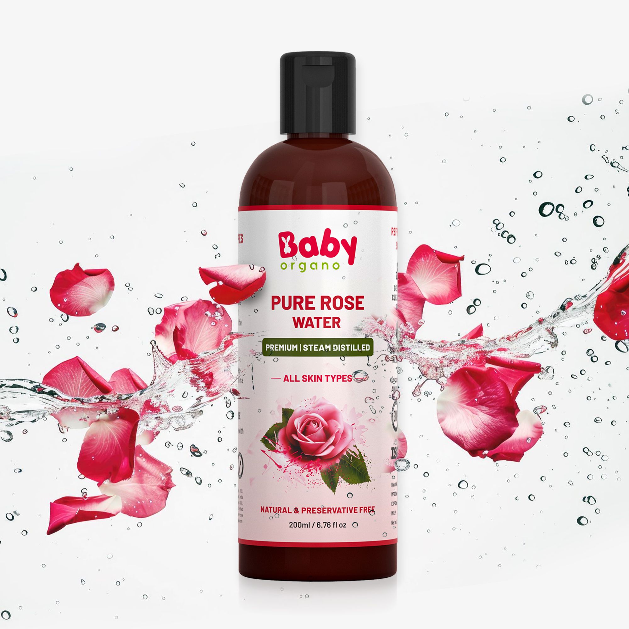 BabyOrgano Pure Rose Water | Made with 99% of Rose Petals | Natural and Preservative Free