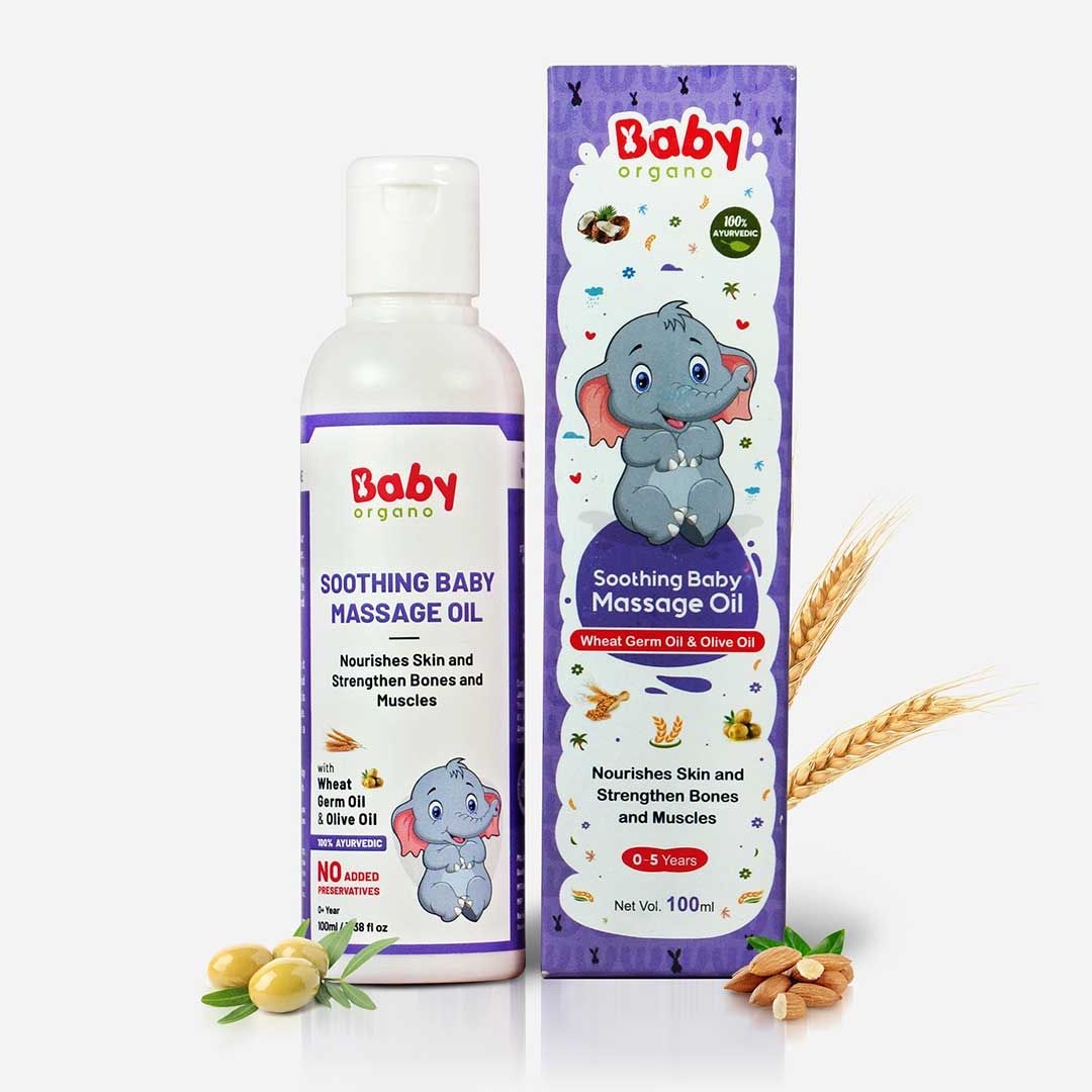 BabyOrgano Soothing Baby Massage Oil, 100ml | Super Blend of 6 Ayurvedic Herbs Oils | 100% Ayurvedic