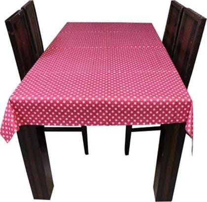 CRAFT CITY Red Polka Dots Center & Dining Table Cover for 2 to 6 Seater Table Cloth/Water and dust with Oil-Proof PVC Rectangular Shape