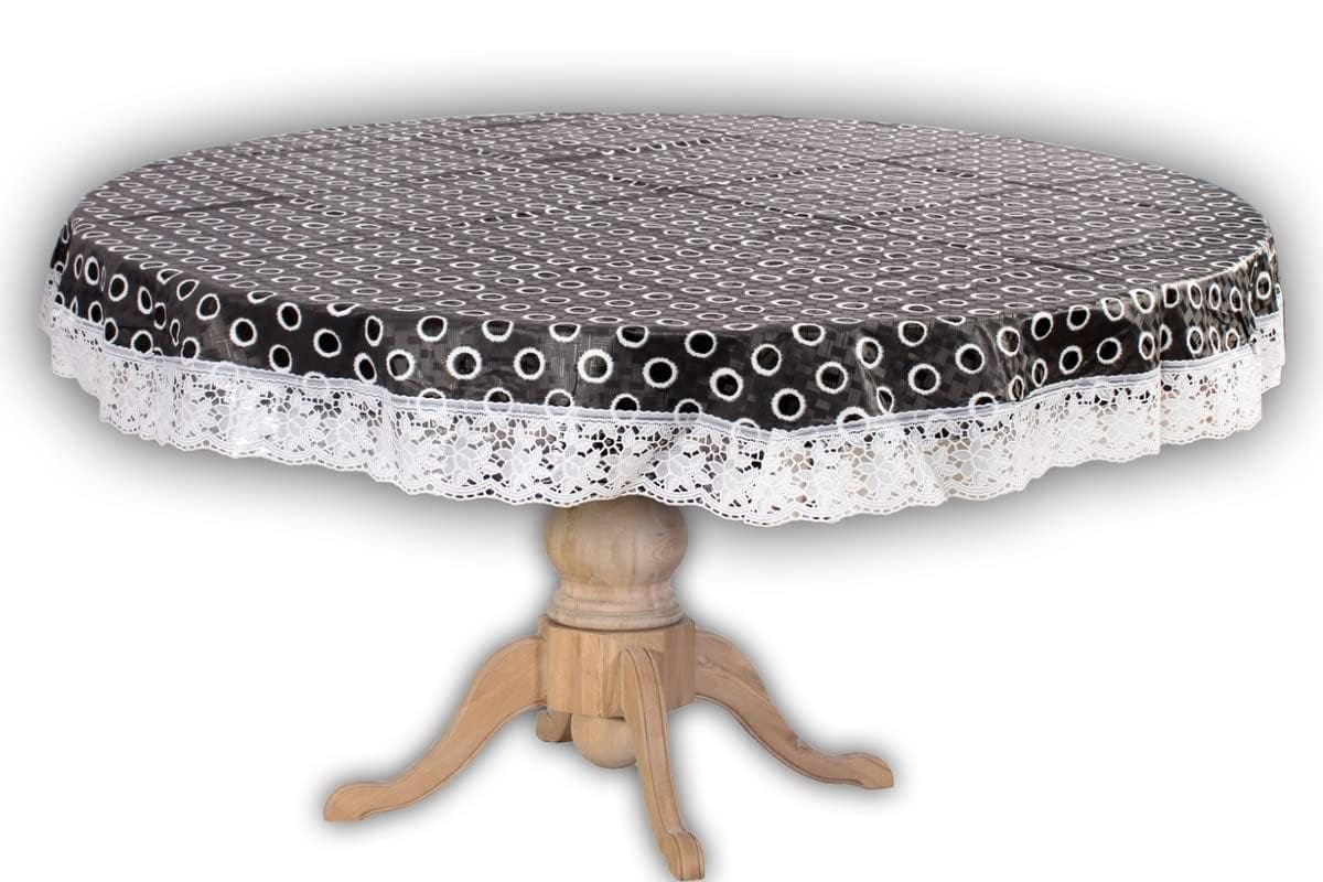 CRAFT CITY Printed PVC Plastic Flowered 4 Seater Round Shape Table Cover (Size- 60 Inches Round)