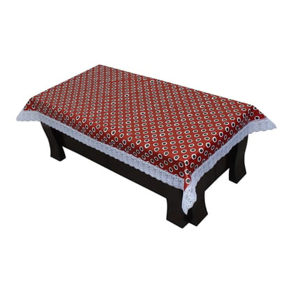 CRAFT CITY Red Color Polka Dots Design Center/Dining Table Cover for 2/4/6 Seater Table Cloth/Water and dust with Oil-Proof PVC Rectangular Shape