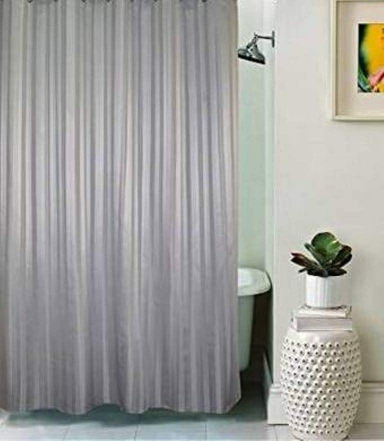 CRAFT CITY Self Strip Plain Design PVC Shower Curtain with Hooks for Bathroom Home Decor