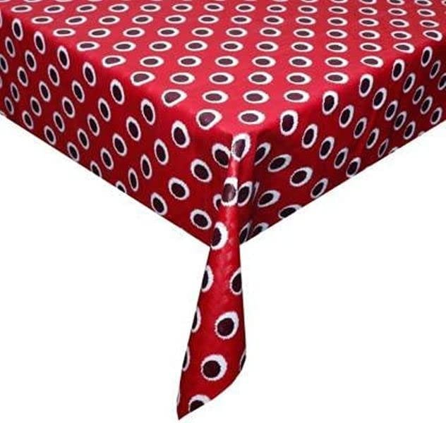 CRAFT CITY Red Polka Dots Print Center & Dining Table Cover for 2 to 6 Seater Table Cloth/Water and dust with Oil-Proof PVC Rectangular Shape