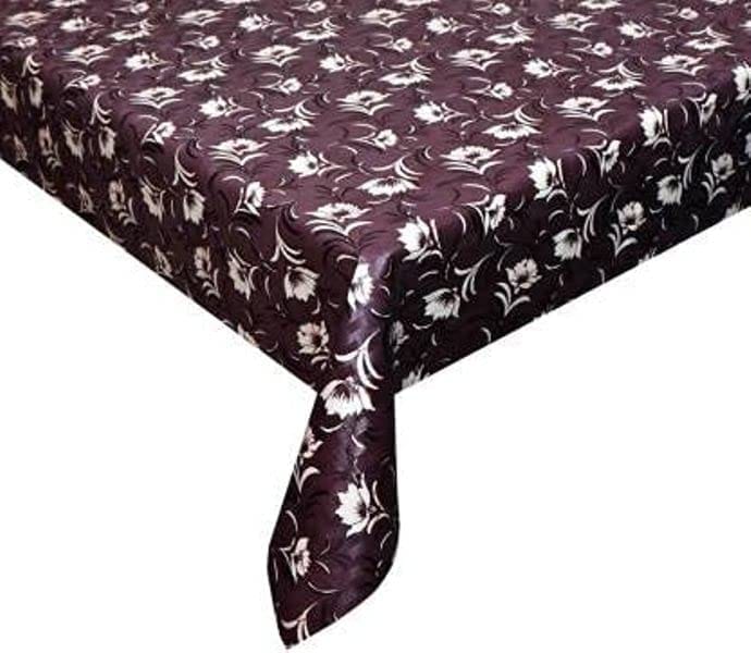 CRAFT CITY Brown Flower Design Center & Dining Table Cover for 2 to 6 Seater Table Cloth/Water and dust with Oil-Proof PVC Rectangular Shape