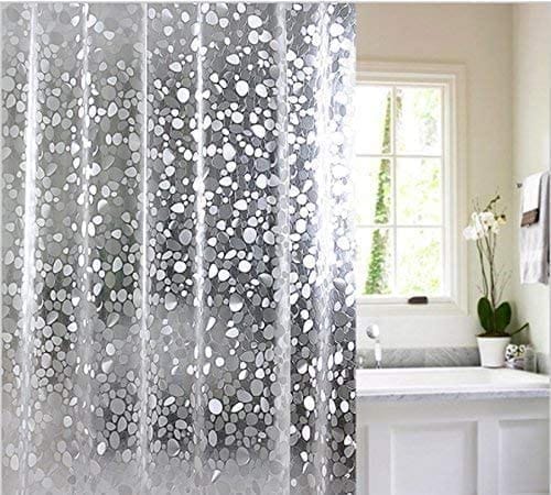 CRAFT CITY PVC Waterproof Ring Diamond Transparent Shower Curtain with Ring Pack of 1