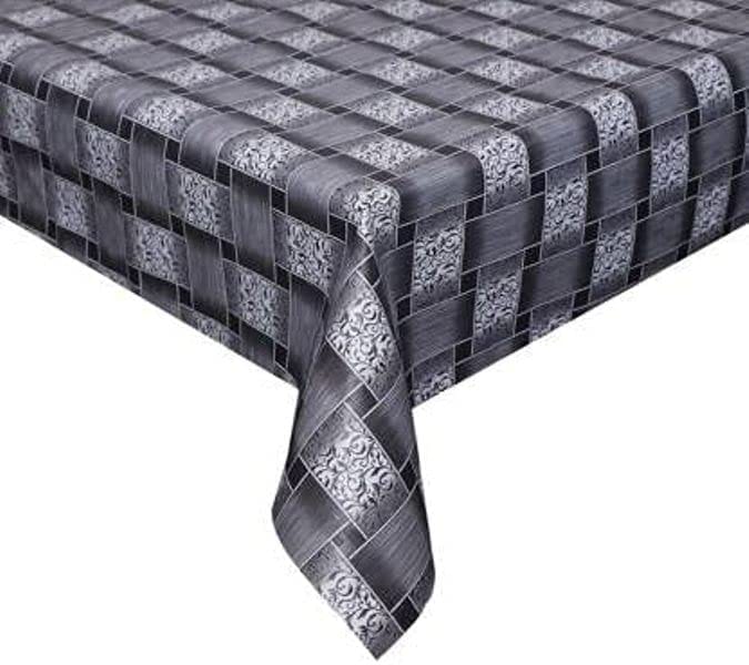 CRAFT CITY Grey Check Print Center & Dining Table Cover for 2 to 6 Seater Table Cloth/Water and dust with Oil-Proof PVC Rectangular Shape