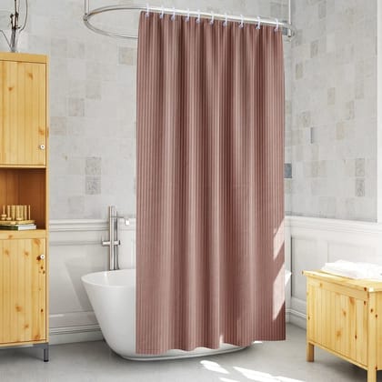 CRAFT CITY Self Strip Plain Design PVC Shower Curtain with Hooks for Bathroom Home Decor