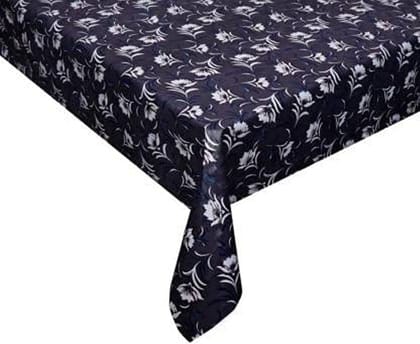 CRAFT CITY Grey Flower Print Center & Dining Table Cover for 2 to 6 Seater Table Cloth/Water and dust with Oil-Proof PVC Rectangular Shape