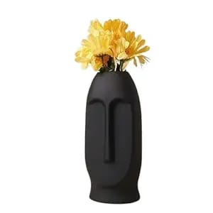 Crazy Sutra Matte Black Ceramic Face Planter | Face Flower Pot Head Planter - Perfect for Indoor decore -Living Room, Bedroom Dining Table, Home Decoration (6 Inch Height)