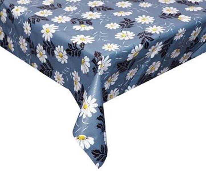 CRAFT CITY Blue Flower Print Center & Dining Table Cover for 2 to 6 Seater Table Cloth/Water and dust with Oil-Proof PVC Rectangular Shape