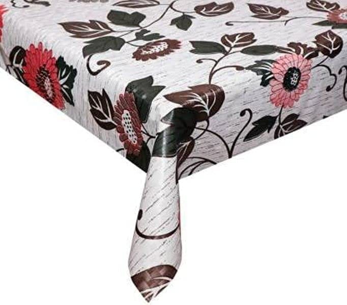 CRAFT CITY Grey Flower Print Center & Dining Table Cover for 2 to 6 Seater Table Cloth/Water and dust with Oil-Proof PVC Rectangular Shape