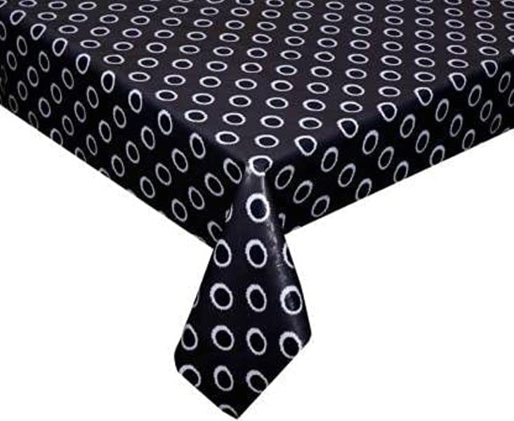 CRAFT CITY Black Polka Dots Center & Dining Table Cover for 2 to 6 Seater Table Cloth/Water and dust with Oil-Proof PVC Rectangular Shape