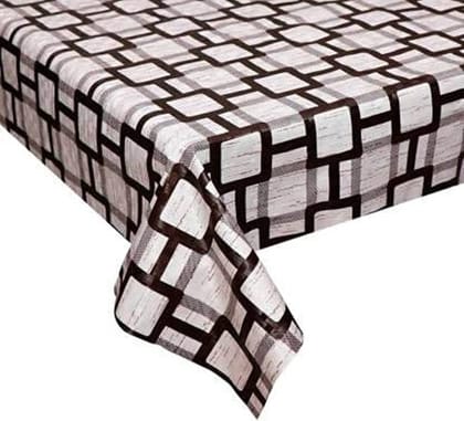 CRAFT CITY Brown Check Print Center & Dining Table Cover for 2 to 6 Seater Table Cloth/Water and dust with Oil-Proof PVC Rectangular Shape