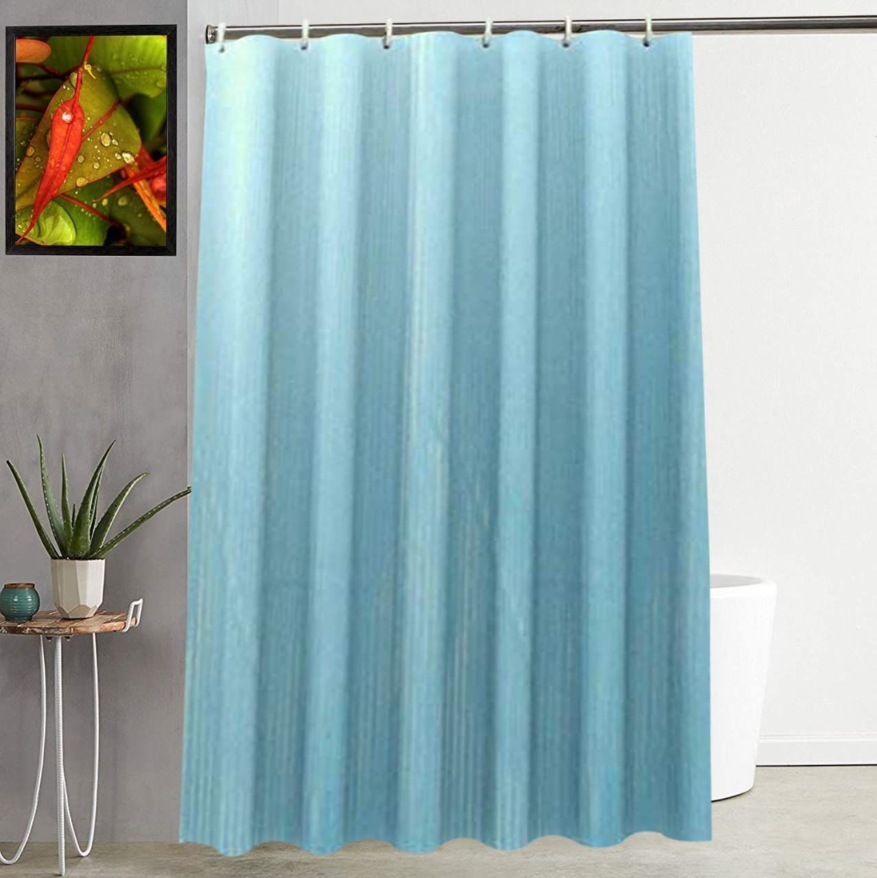 CRAFT CITY Self Strip Plain Design PVC Shower Curtain with Hooks for Bathroom Home Decor