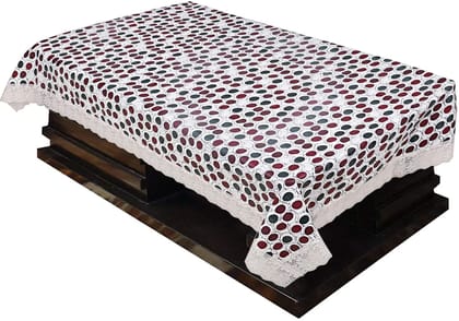 CRAFT CITY White Color Polka Dots Print Center/Dining Table Cover for 2/4/6 Seater Table Cloth/Water and dust with Oil-Proof PVC Rectangular Shape