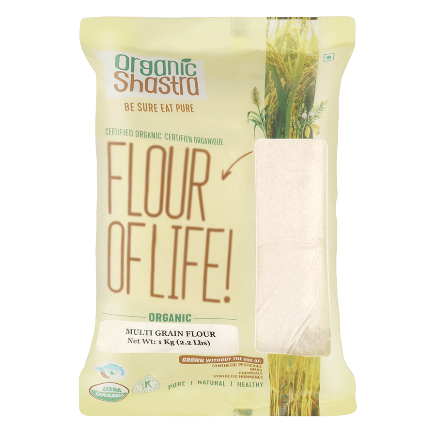 Organic Shastra Multigrain Flour, Tasty and Healthy, Wheat Flour, Chakki Fresh Atta 1 KG