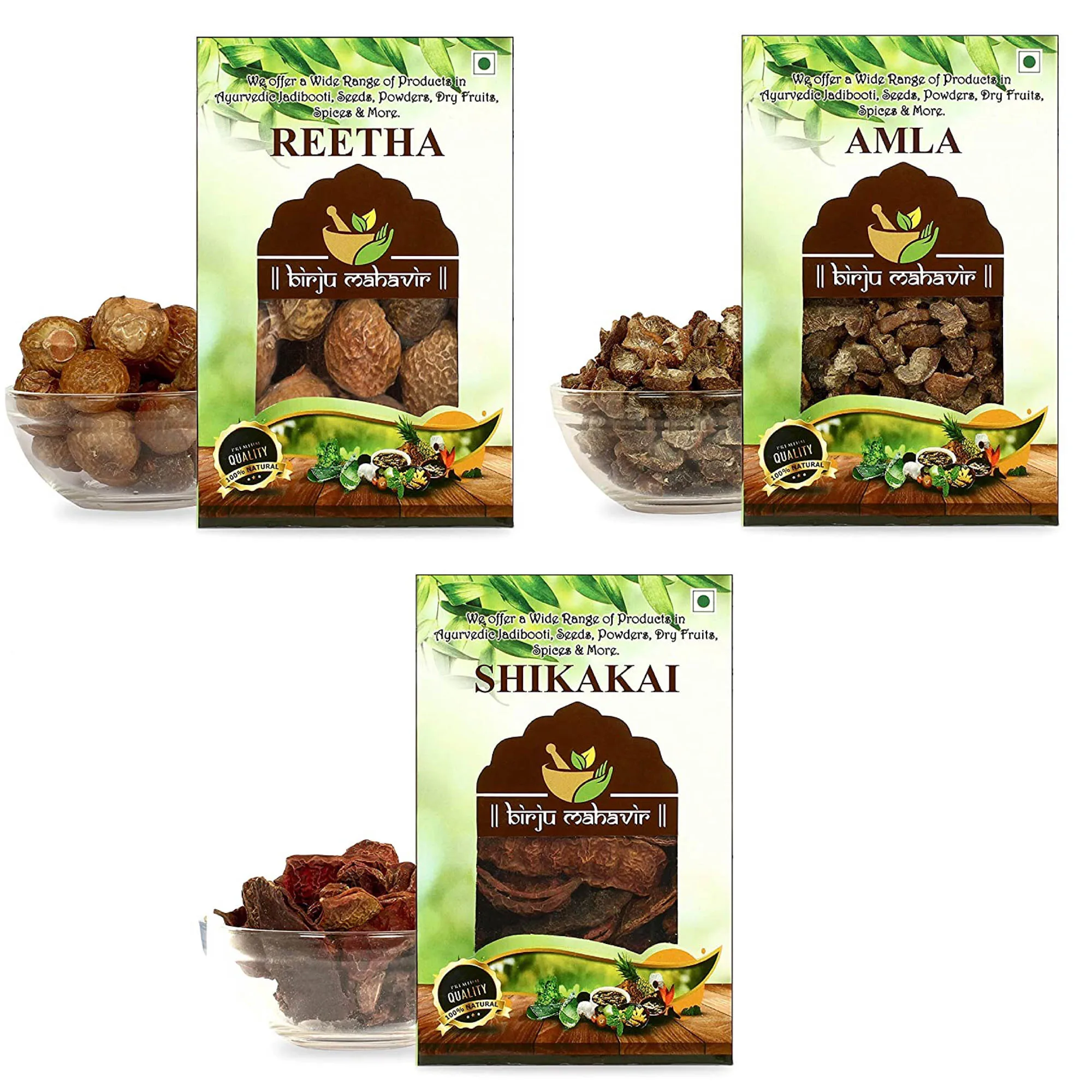 BrijBooti Combo Pack of Reetha - Amla - Shikakai for Hairs ( RAW )